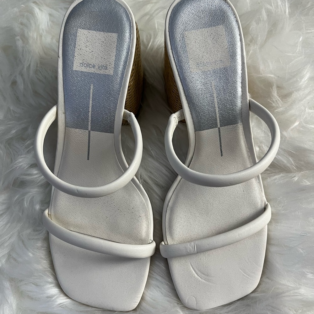 Dolce Vita white block heel sandals